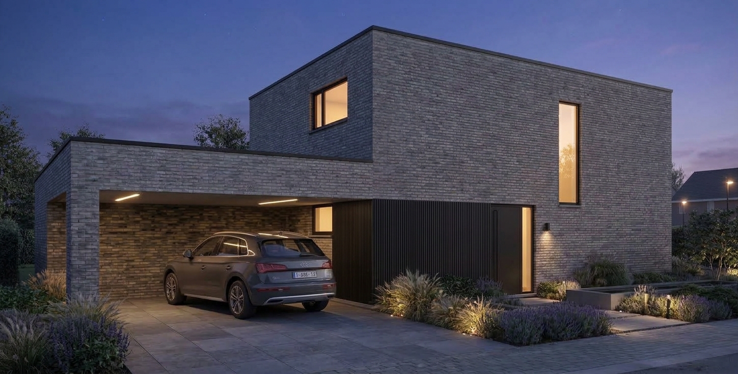 Zijaanzicht nieuwbouwwoning Deerlijk